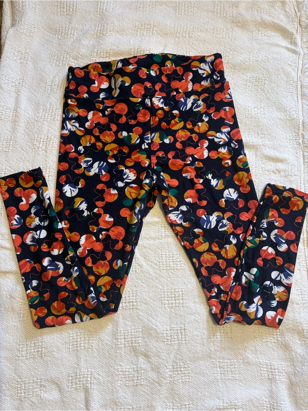 LuLaRoe TC Leggings Navy Floral Mouse Print Tall Curvy EUC HTF Fall